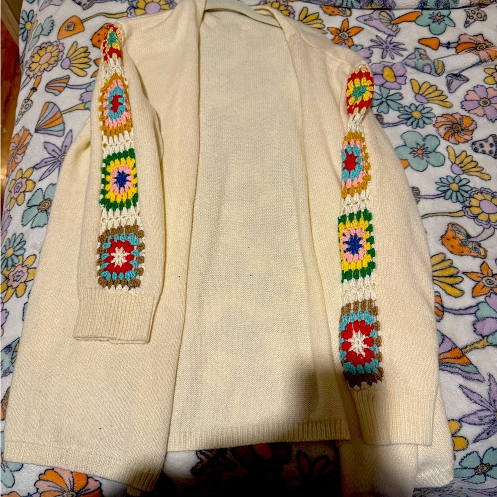 Crocheted cardigan, used but in very good condition